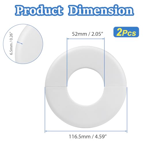 2Pcs Wall Split Flange for 2\"/51mm Diameter Pipe ABS Round Self-Adhesive Escutcheon Plates 4.5\"/115mm OD Plumbing Cover Plate Cover for Water Pipe Faucet Wall Hole Decoration Accessories (White)