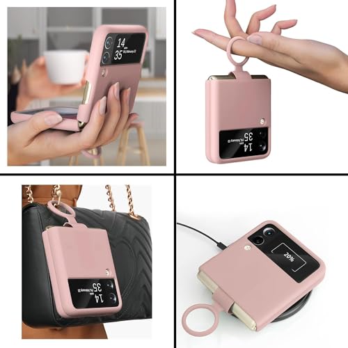 Image of MIDOS Back Cover Compatible with Samsung Z Flip 4 Silicone Case Full Protection Shock Proof Case for Samsung Galaxy Z Flip 4 (Sand Pink)