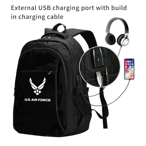 Us Air Force USAF Travel Backpack, Extra Large 50L Laptop Backpacks for Men, Water Resistant Backpacks Work Bag with USB Charging Port Fits 17 Inch Computer, Black2