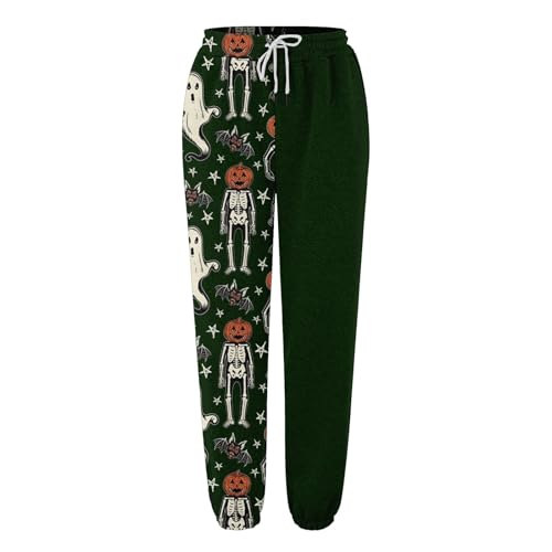 Girls Wide Leg Sweatpants Baggy Halloween Elastic Waist Pumpkin Print Pants Gym Athletic Cuffed Hem Running Joggers3