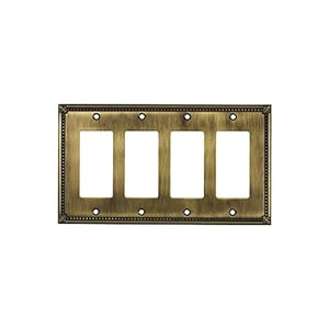 Rok Hardware Wall Light Decora Switch Plate Rocker Toggle GFCI Cover Traditional Antique Gold 4 Gang