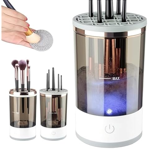 Electric Makeup Brush Cleaner,2024 Upgrade Makeup Brush Cleaner Machine with Brush Clean Mat, Automatic Cosmetic Brush Cleaner Makeup Brush Tools for All Size Beauty Makeup Brushes Set Cover