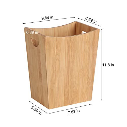 Mooace Bamboo Trash Can Wastebasket, 2 Gallon Small Garbage Can Waste Basket Recycling Bin Container For Bedroom, Bathroom, Kitchen, Office #TOP2