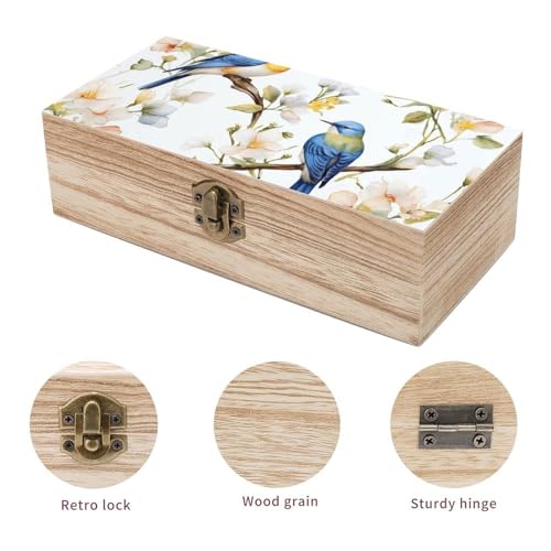 Boîte de rangement en bois bijoux souvenirs imprimé fleurs - 4