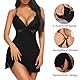 QttvbTna Sexy Babydoll Dessous für Frauen, Spitze Chemise Sexy Nachtwäsche Kleid, V-Ausschnitt Nachtwäsche, Unterwäsche Öffnen Zurück Sleepwear