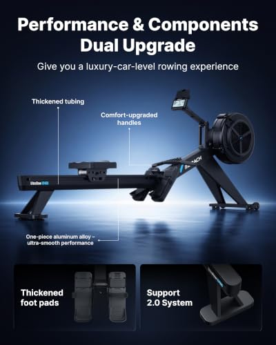 Image of Merach R60N Rowing Machine Indoor, Powerful Air & Magnetic Dual Resistance