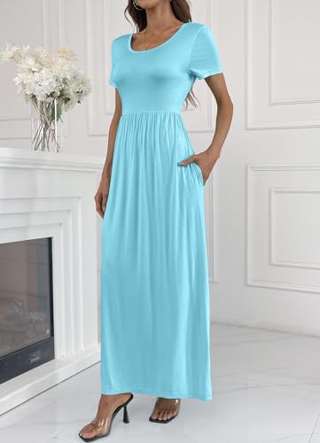HAOMEILI Women's Casual Maxi Dresses with Pockets - Short/Long Sleeve Options