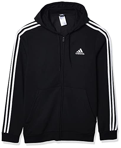 adidas Herren Essentials Fleece 3-Stripes Full-Zip Hoodie, Black, XL