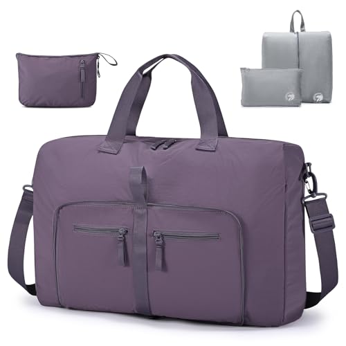 SPAHER Faltbare Reisetasche Handgepäck Tasche 55x35x20 Reisetasche Flugzeug Groß 40L Weekender Damen Herren Travel Duffle Bag Sporttasche Carry On Luggage Bag, Lila
