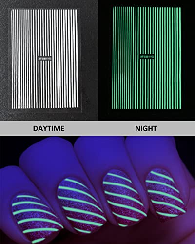 6+1 Sheets Holographic Nail Tapes Designer Sticker Metallic Lines, Iridescent Mixed Colors Striping Tape For Gold Nail Art Strips Glow In The Dark Decals #TOP4