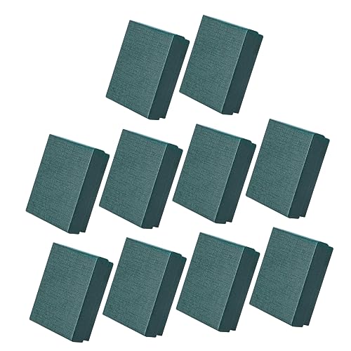 FONDOTIN Caja De Cartón Verde Para Exhibir Collares Pendientes Y Joyas Con Tapa Bandeja Para Anillos Anillos De Compromiso Y Adornos 10 Unidades