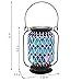 Sunnydaze Cool Blue 8.5-Inch Mosaic Glass Solar LED Lantern - Blue, Green, and Purple Design - Tabletop/Pathway Light