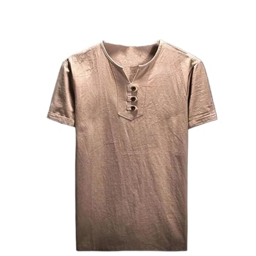 Chemise chinoise traditionnelle en lin col V homme manches courtes