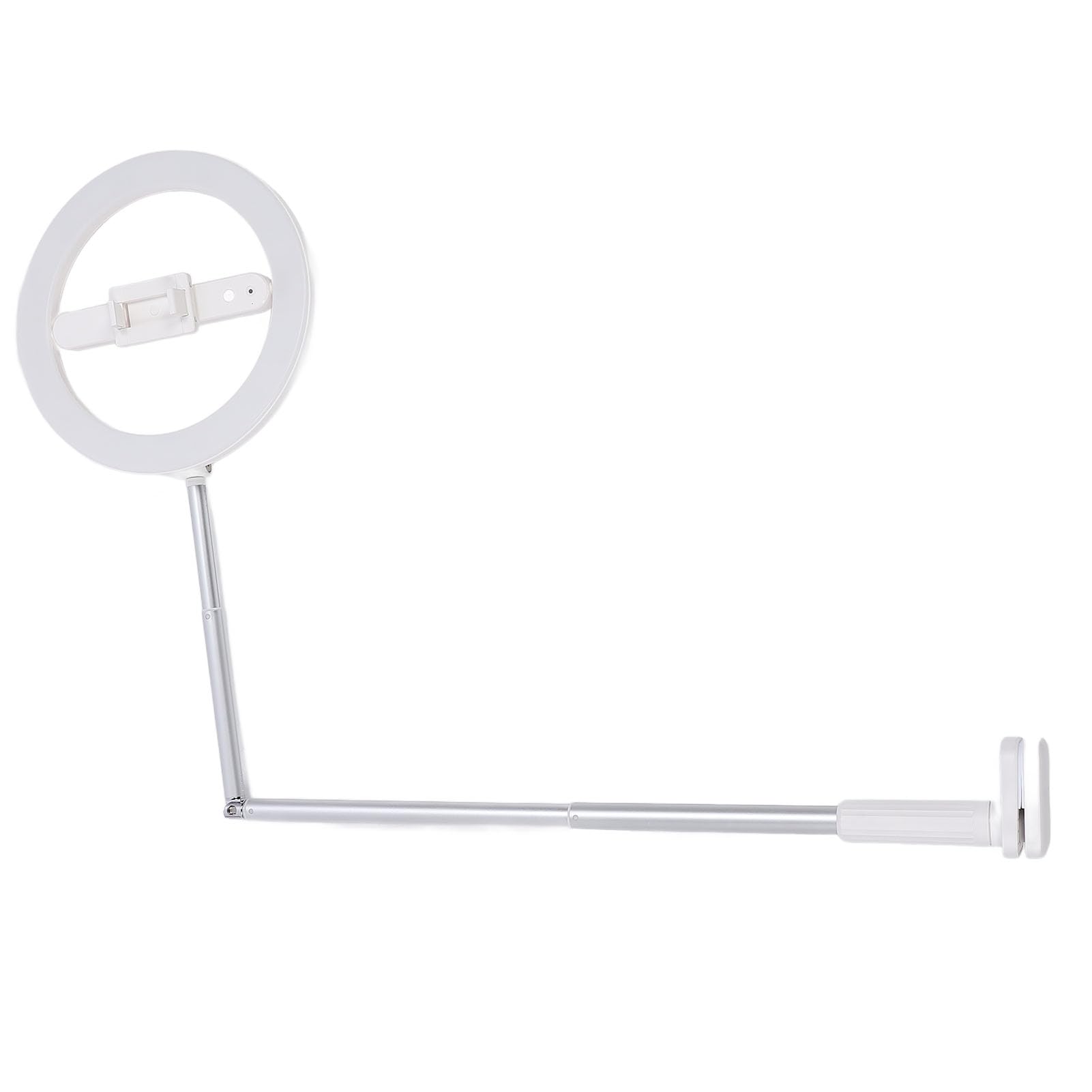 Eujgoov Luz de Anillo LED con Soporte de Abrazadera Ajustable para Grabar Videos Transmisión en Vivo, Luz de Anillo de Selfie para Escritorio Plegable Aleación de Aluminio Portátil Doblado