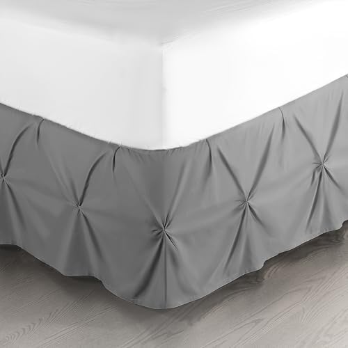 Amazon Basics Lightweight Pleated Bed Skirt Queen, Dark Grey Amazon