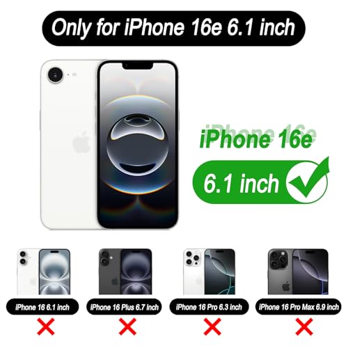 MONASAY Wallet Case Compatible for iPhone 16E/17E 5G,6.1-inch, [Glass Screen Protector] Flip Folio Leather Cell Phone Cover with Credit Card Holder, Black by MONASAY - Used condition - Image 2
