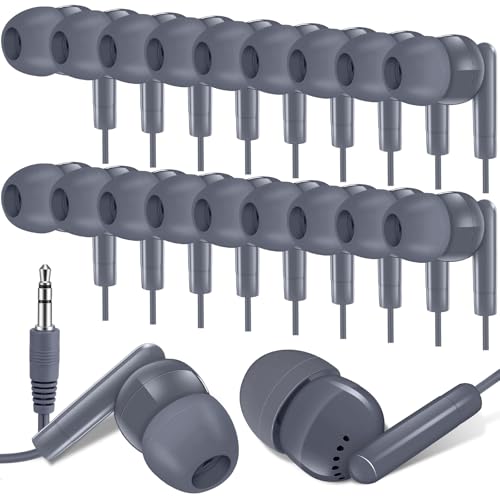 Image of Kanayu 100 Pack Earbuds Bulk for Classroom School 3.5mm Wired,Grey