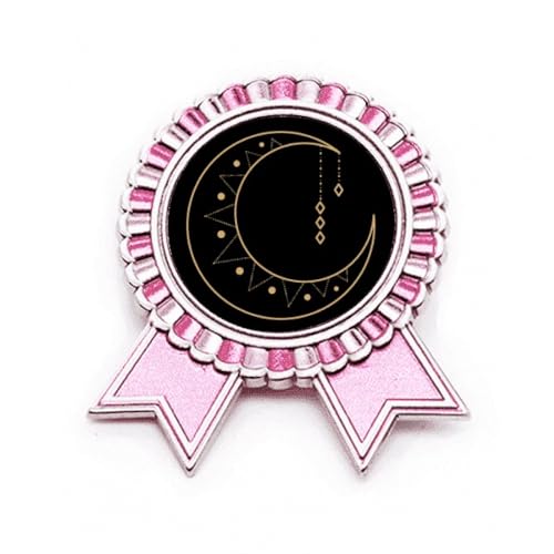 Broche rose totem lune et étoile métal M le cadeau idéal pour amateurs d'astrologie