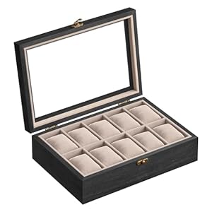 Songmics JOW100B01 Uhrenbox mit 10 Fächern