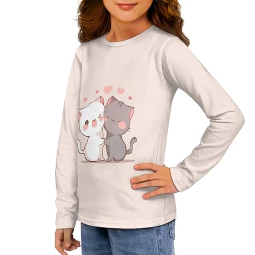 Image of Girls Long Sleeve Shirts Casual Crewneck Soft T-shirts for Girls 3-16 Years Old