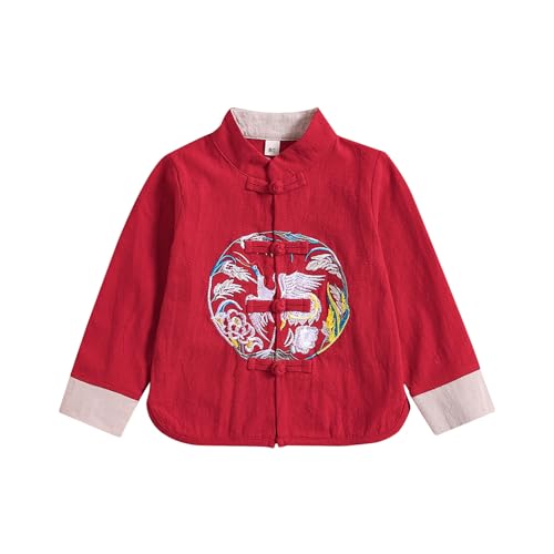 Boy Tang Suit Retro Long Sleeve Shirt Chinese New Year outfit Chinese Traditional Clothes for Kids Jackets Coat