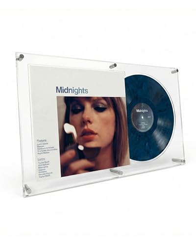 WEIMINLI Acrylic Vinyl Record Display Frame – 23.2" x 14.6" Side-by-Side Album Frames for Vinyl Records – HD Clear Wall Mount & Tabletop Stand – Fits Thicker LP Covers up to 0.4" (10mm) Thick