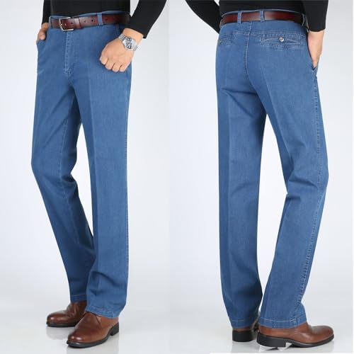 Jett Jeans for Older Men Mens Stretch Relaxed Fit Jeans High Waist Light Blue Casual Denim Pants2