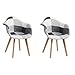 GrandCA HOME 2er Set Esszimmerstühlen im nordischen Stil, Patchwork-Küchenstuhl, Bürostuhl,Schwarz+Weiß