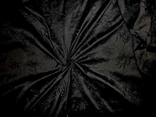 Soie Dupioni noire brodée Anne Silks drapé rigide pour bustier et corset