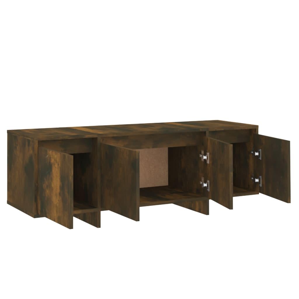 Hothingwell TV-Möbel, Eiche, Rauchgrau, 120 x 30 x 40,5 cm, Holz | 4 Türen, Aufbewahrung für DVD-Konsole, Spiele, Zeitschriften, leicht zu reinigen, feuchtes Tuch, stabile Konstruktion