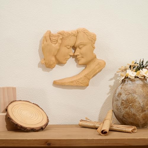Estatua de pareja de madera abstracta 8 pulgadas miniatura 4