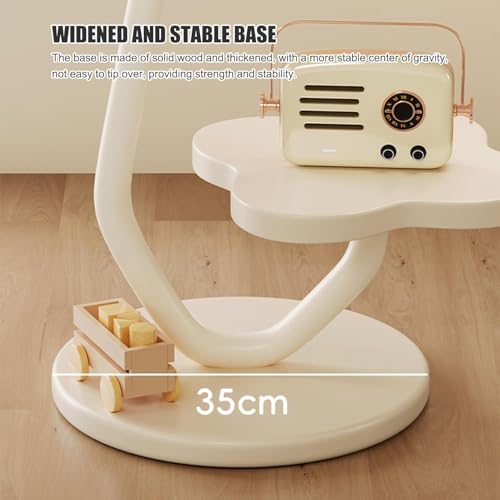 Image of Owme Adjustable Table Stands Couch Side Table, Swivel TV Tray Table, 360 Top Moving C-Shaped End Table, Small Center Table for Home Office Balcony | Storage Organizer (Wood, Flower)