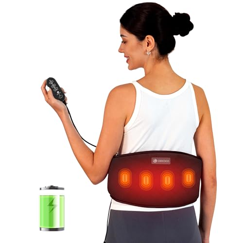 Cordless Lower Back Massager with Heat, CooCoCo Heating Pad with Massager for Back Pain Relief, Rechargeable Heat Pad for Period Cramps, Lumbar, Auto Off
