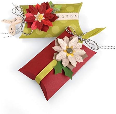 Sizzix 660660 Thinlits Die Set, Box, pillow & Poinsettias by Jen Long, 7/Pack