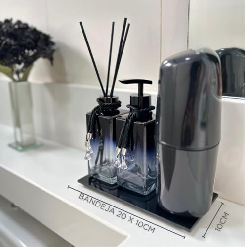 Combo para Lavabo - Jogo de Banheiro Organizador Porta Sabonete Líquido + Porta Aromatizador + Porta