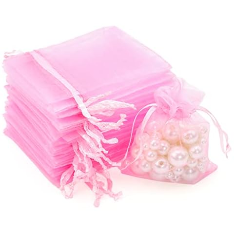 G2PLUS Pink Organza Gift Pouches - 50 PCS Cover