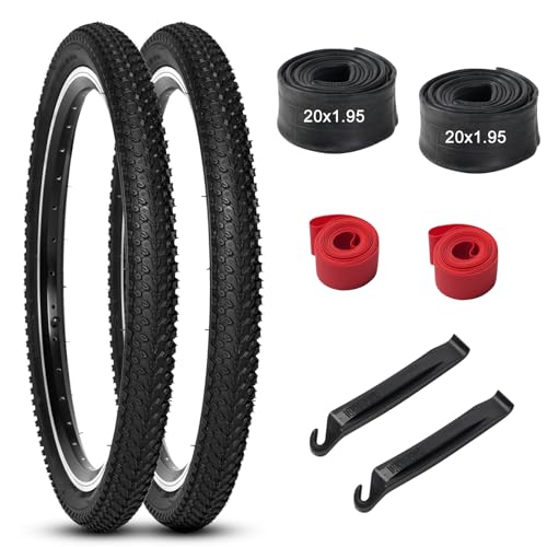 2-Pack Mountain Bike Tires and Tubes Set, 20/24/26 Inch