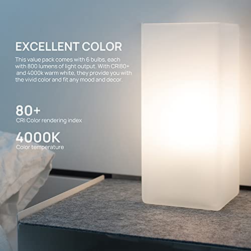 Linkind Dimmable A19 Led Light Bulbs, 9.5W (60W Equivalent), E26 Base, 4000K Cool White, Cri80+ 840 Lumens 120V, Ul Listed Fcc Certified, Pack Of 6 #TOP5