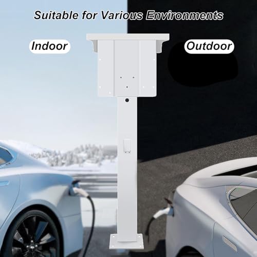 Poteau de support pour borne de recharge robuste avec panneau universel en acier traité