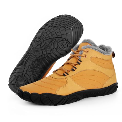 Image of Hike Footwear Barefoot Shoes Mens Womens, Winter Wide Toe Barefoot Hiking Shoes Boots, Non-Slip Waterproof Outdoor Running Boots Sneakers for Women Men