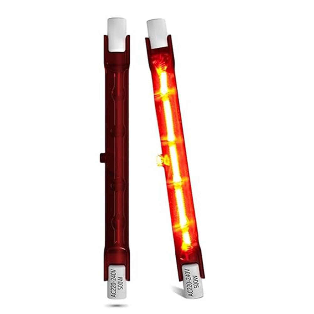 2 X 500W R7S Ruby Heater Bulbs, 118MM Infrared Heating Lamp 240V Dimmable Patio Heater Lamp Heat Bulb