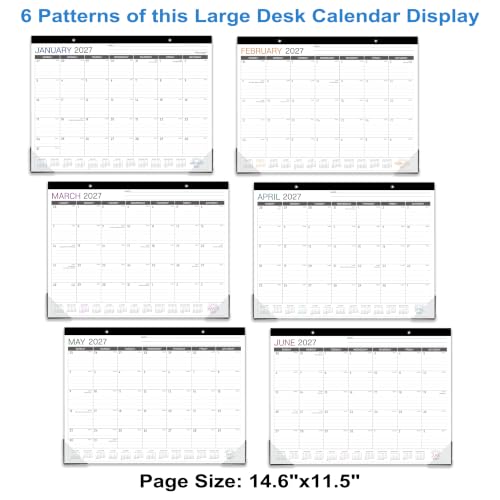 Image of 2027 Desk Calendar - Desk Calendar 2027, Jan. - Dec. 2027, 14.6 inch x 11.5 inch | 2027 Calendar 12 Months, Desk Calendars with Corner Protectors, Large Ruled Blocks, Thick Paper, Desktop Calendar for Planner