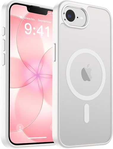 Image of DIZORO Compatible iPhone 17e / iPhone 16e Case,Compatible with MagSafe, Non Yellow Military-Grade Drop Protection & Hard PC Back Cover Slim Transparent Anti-Scratch Shockproof Phone Case - White