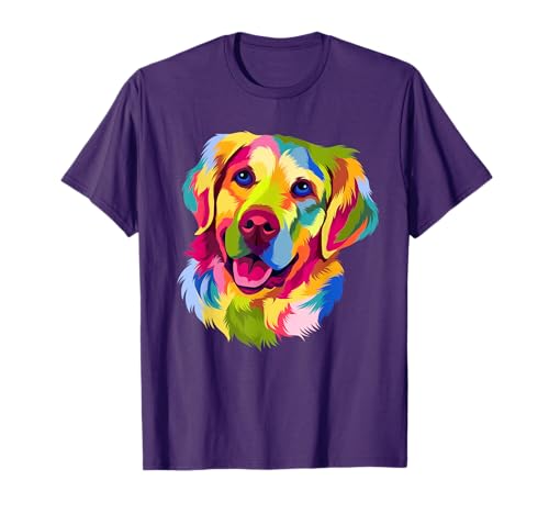 Colorful Pop Art Golden Retriever Portrait Owner T-Shirt