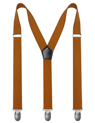Image of RBOCOTT Mens Solid Color Suspender with 3 Cilps Adjustable Braces