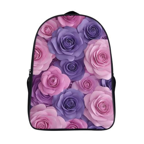 Rose sac à dos de voyage avec imprimés en 3D et grand sac d'école pour enfants