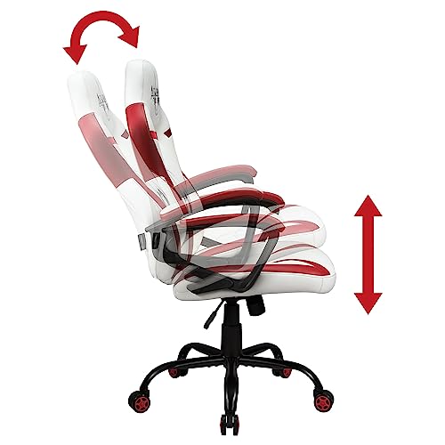 Subsonic - Chaise Gaming Assassin's Creed pour Enfant et Ado - Fauteuil de Bureau Ergonomique avec Mousse Haute Densité, Mécanisme à Bascule et Accoudoirs Confortables - Hauteur Réglable - Blanc – Image 6