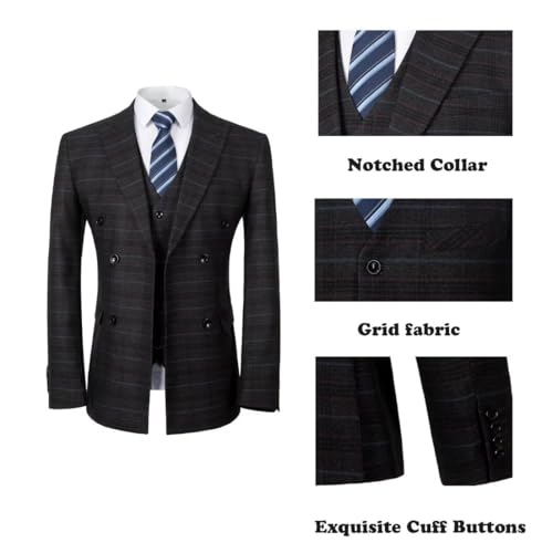 Men's Plaid Suits 3 Piece Slim Fit Suits for Men Checked Suit Men Business Wedding Prom Tuxedo Suit Dress Suits3