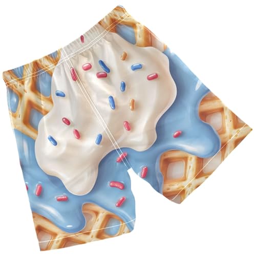 Pigsaly Boys' Swim Board Shorts Milk Red Coral White Ice Cream Boy's Swim Trunks Kids Swimwear M2