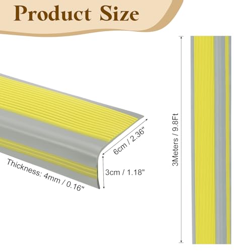 Protector de borde de escalera antideslizante vinilo impermeable autoadhesivo amarillo 10 pies 2